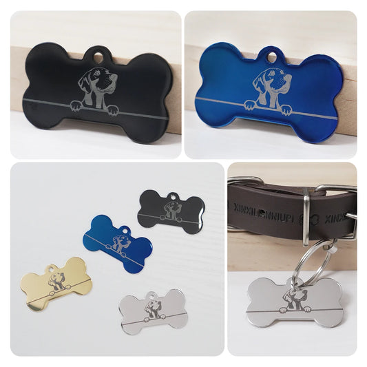 20PCS/LOT Mixed Color Stainless Steel Dog Tags Bone Shaped Pendant Necklace Stainless Steel Dog Tag Necklace Dotes