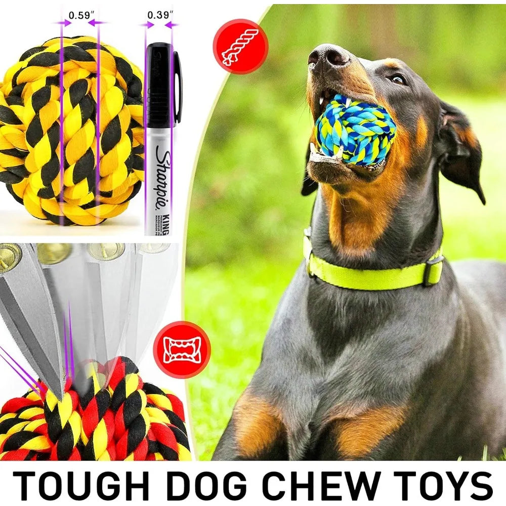 "Sharlvoy XL Dog Chew Toys for Aggressive Chewers, Durable Balls for Large Dogs, Heavy Duty Toys, Squeaky Toys for Small Dogs"