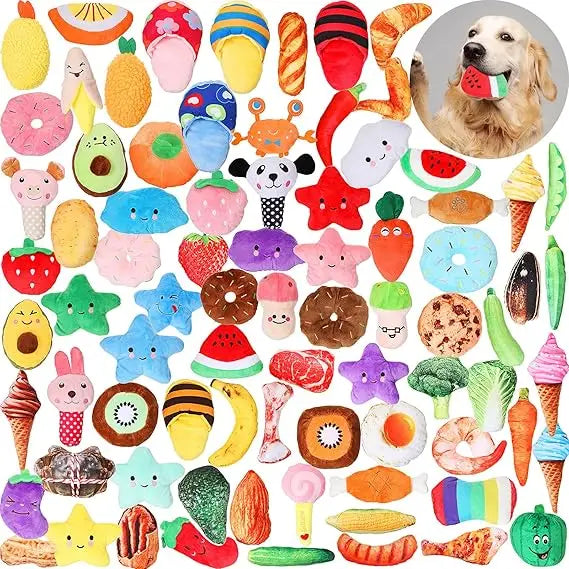 80 Pcs Dog Squeaky Toys Bulk for Small Puppy Dog Stuffed Plush Chew Toys Small Medium Dogs PET Toys with Squeakers for P