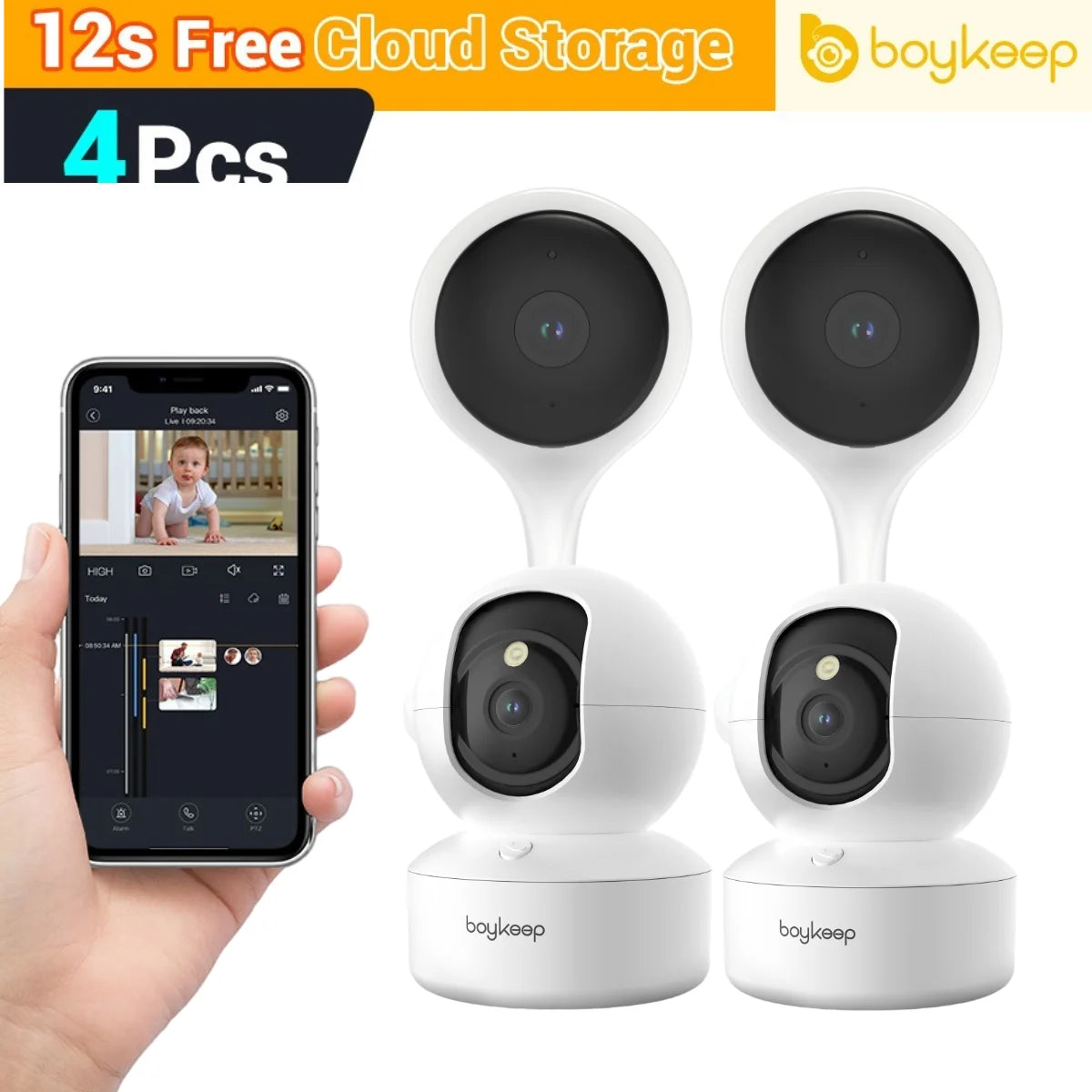 3MP WiFi IP Camera Smart Baby Monitor Home Security 5G WiFi Indoor IP Automatic Tracking 24/7 Video Surveillance