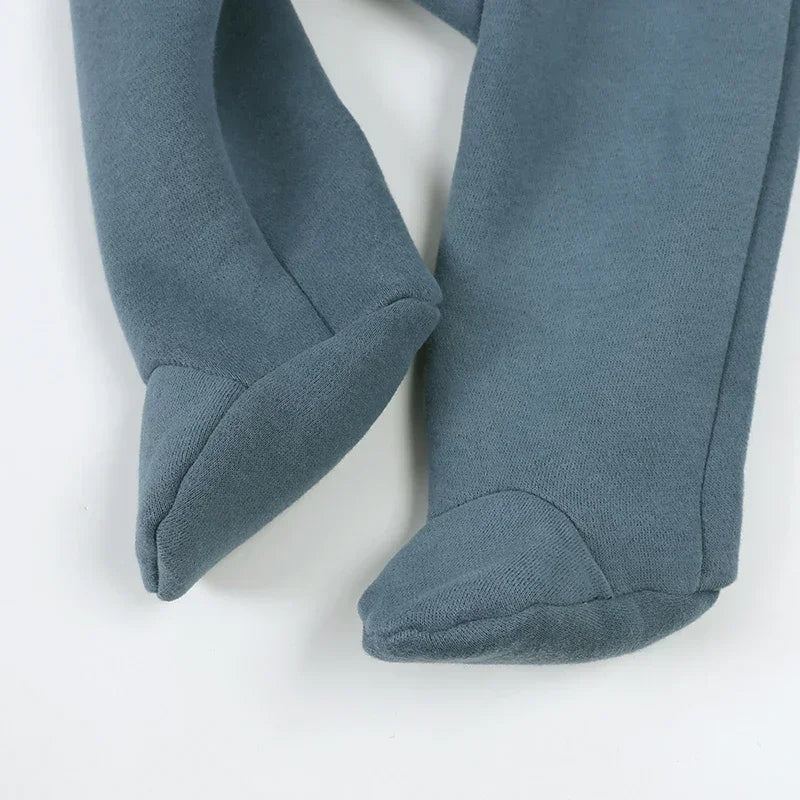 2024 Newborn Baby Winter Warm Romper Solid Pocket Hooded Bear Thick Clothes 0-24M Infant  Boy Girl Outfits Bodysuit