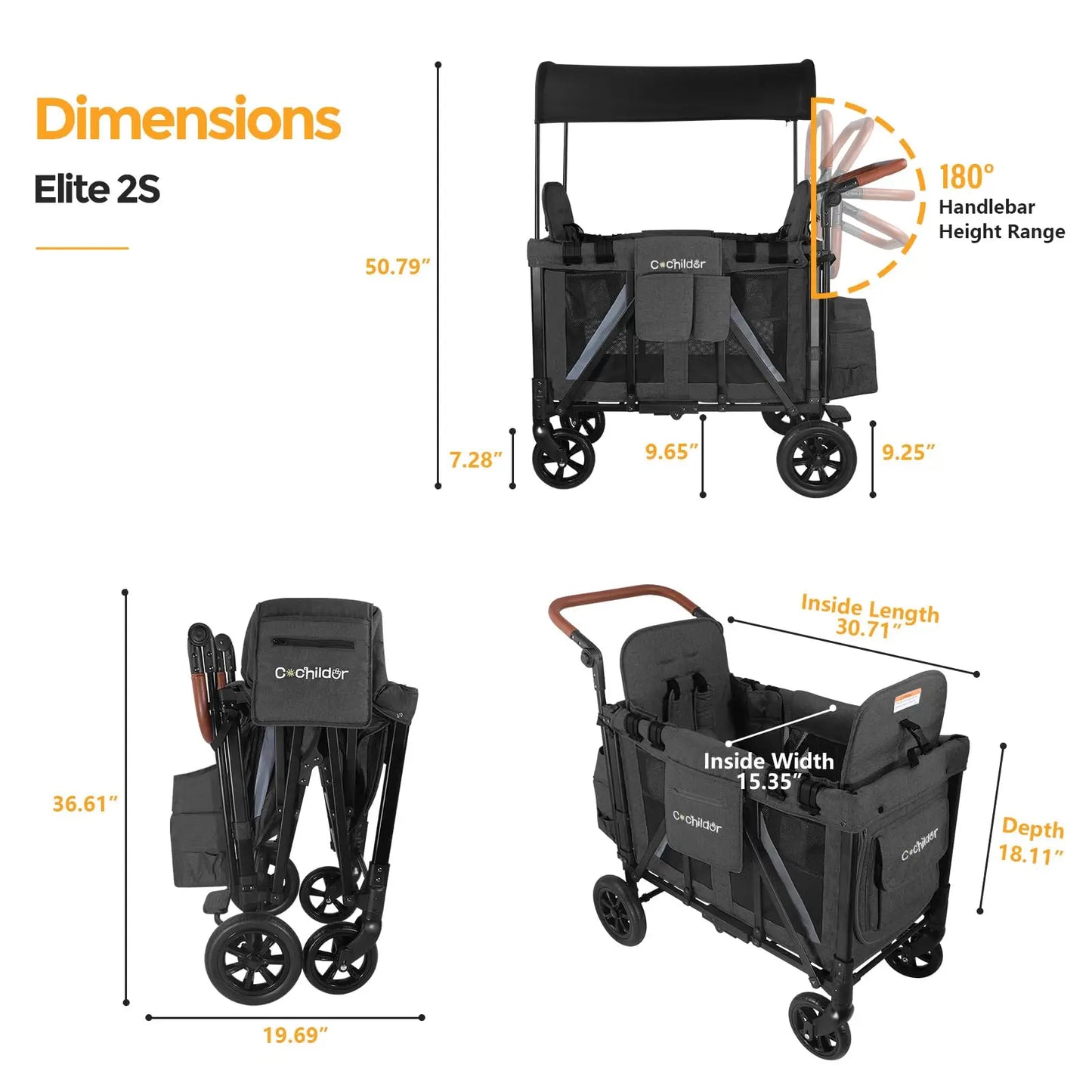 Double seat baby stroller, foldable baby stroller, outdoor camping vehicle, outdoor product storage vehicle