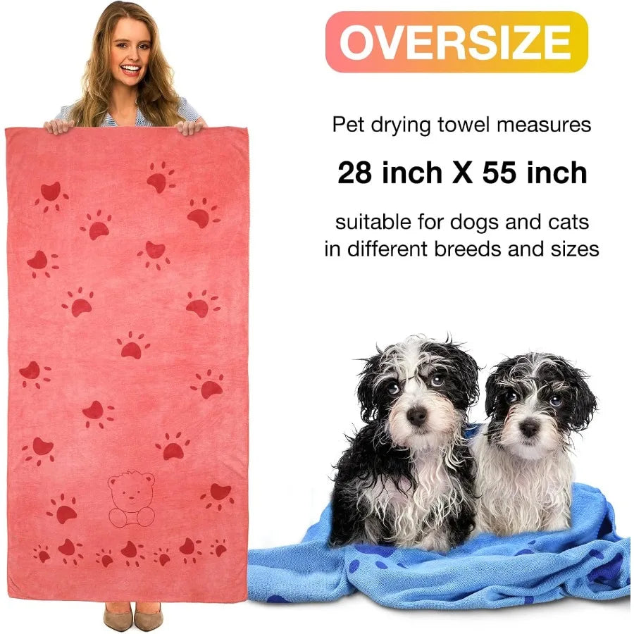 8 Pcs 55 x 28 Inches Absorbent Microfiber Dog Towels for Small Medium Large Pets Cat Puppy Shower Cleaning Accessories Ideal fo
