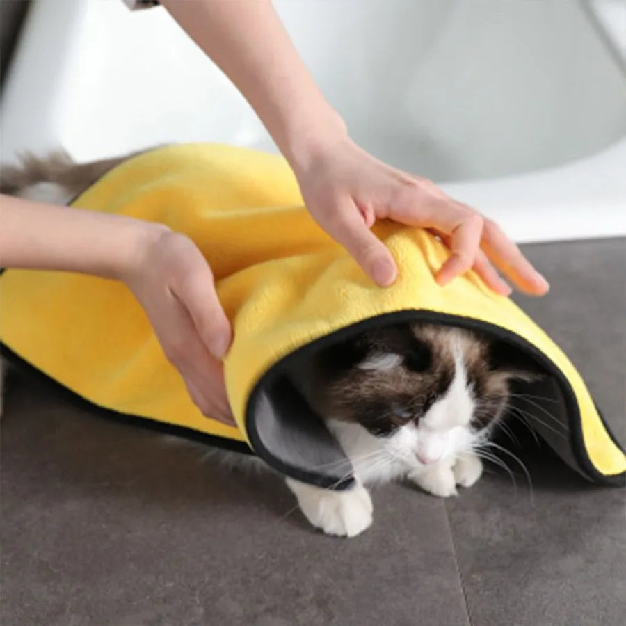 Pet dog cat bath towel soft coral fleece absorbent towel quickdrying bath towel convenient cleaning wipes pet supplies dropship