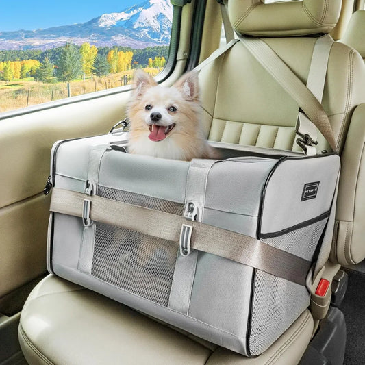 Travel Pet Carrier for Large Cats (up to 20 lbs), Soft-Sided Dog Car Travel Carrier with Patented Buckle and Soft Padding