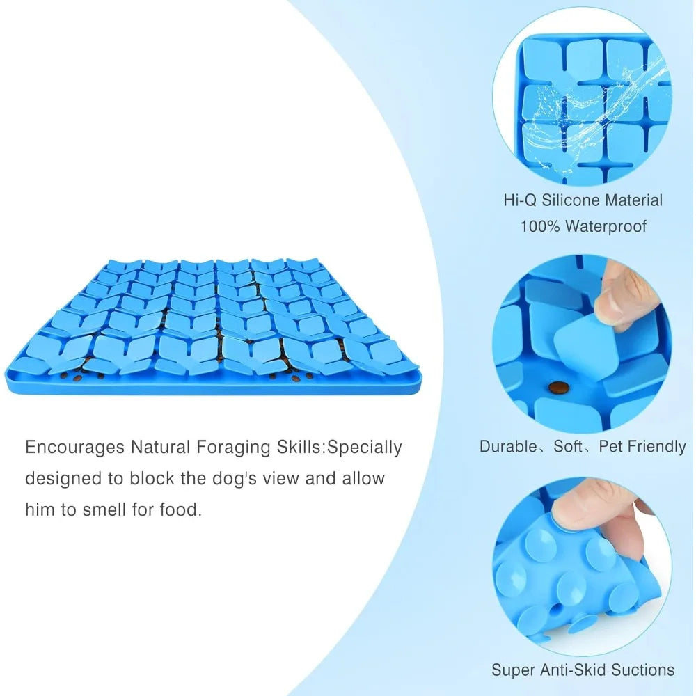 Snuffle Mat for Dogs,Premium Silicone Dog Food Mat 16“x16”Interactive Feed Game for Boredom,Encourages Natural Foraging Skills a