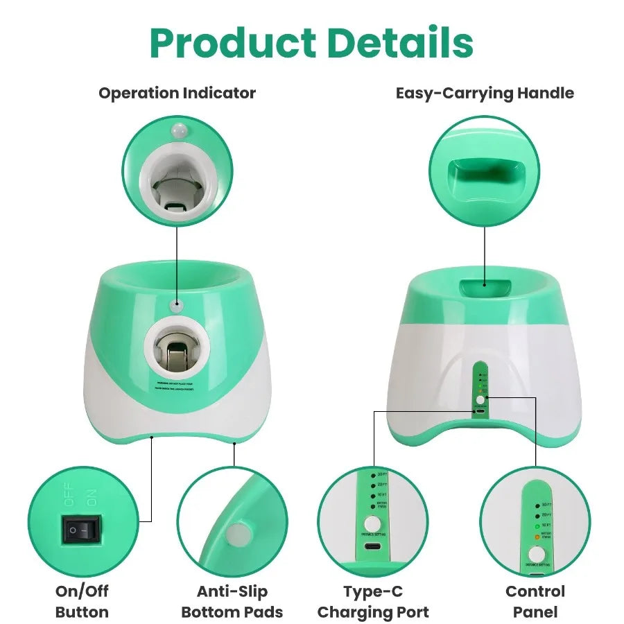 Automatic Dog Ball Launcher Included 6 Tennis Balls Dog With 3 Adjustable Launch Distance Interactive Ball Thrower Fetch Machin