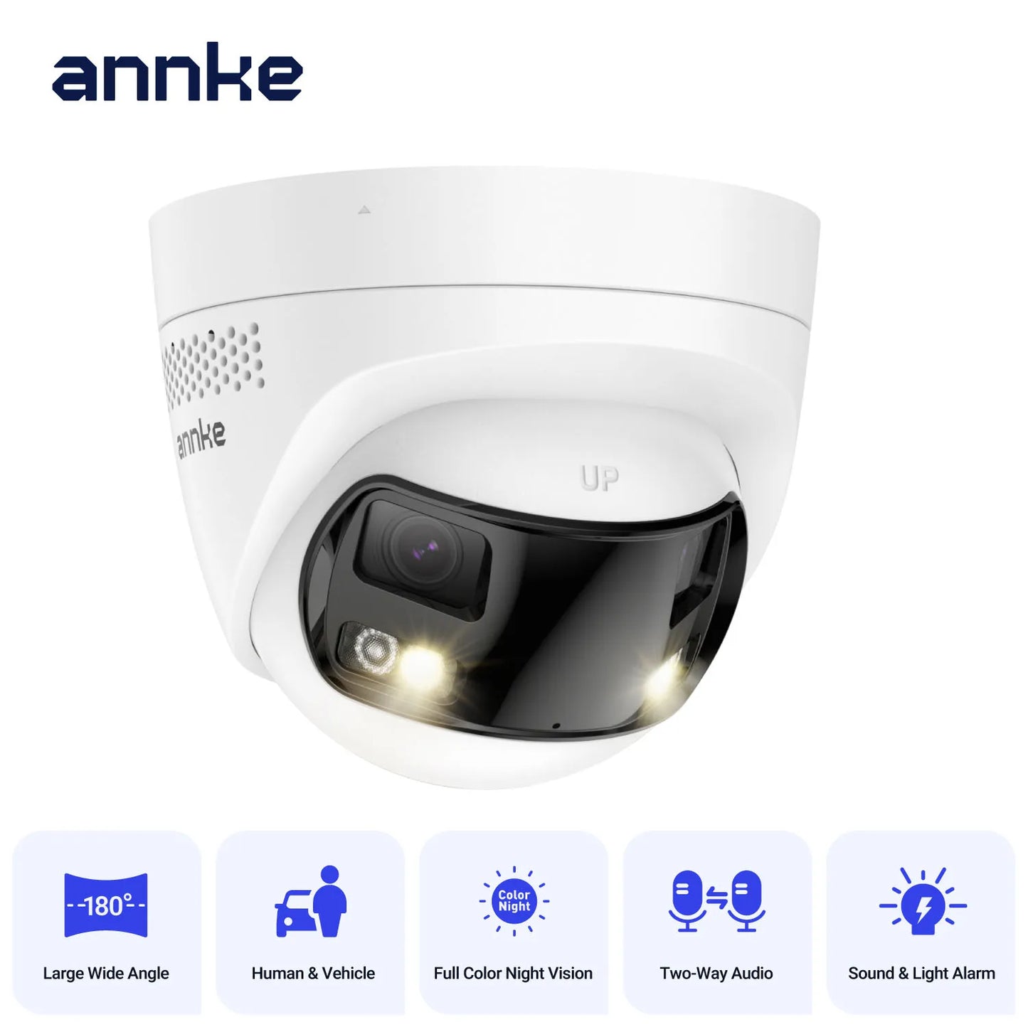 ANNKE H.265 4K Security Camera 180°Panoramic Dual Lens 8MP POE Camera HD Color Night Vision CCTV Video Security Camera For NVR
