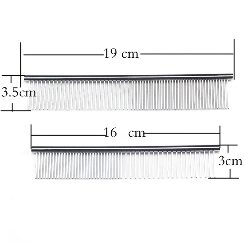 Stainless Steel Dog Comb Long Thick Hair Fur Removal Brush 16/19cm Pets Dog Cat Grooming Dematting Combs for Shaggy Dogs