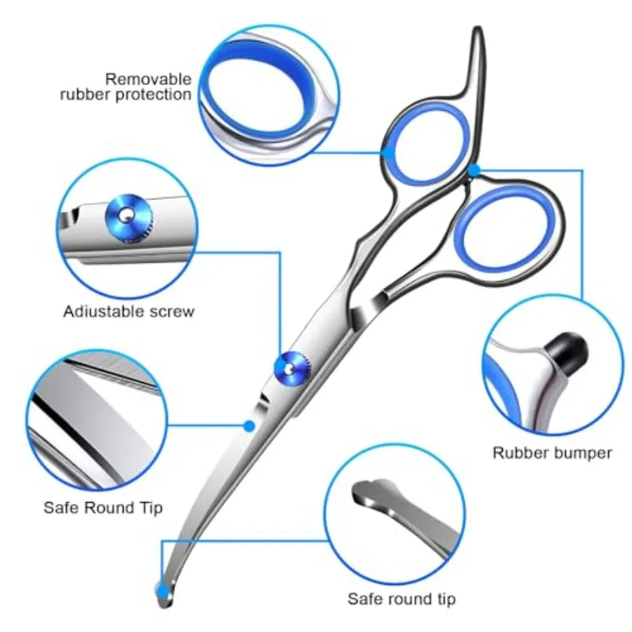 Dog Grooming Kit 9pcs Professional Scissors Set with Comb for Dogs Cats Dog Brush for Shedding Nail Clipper with Nail File Brus