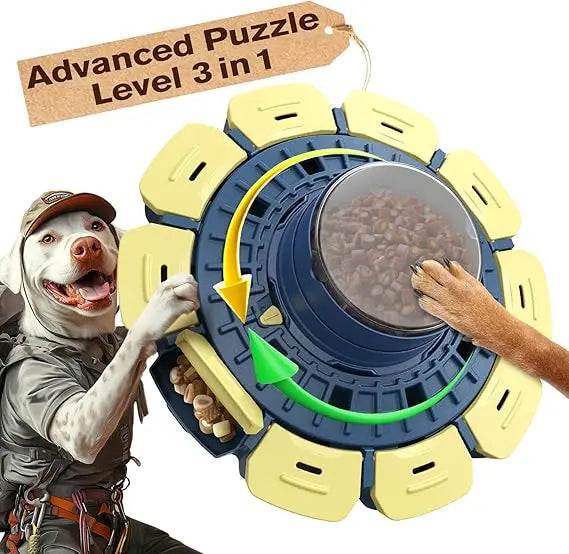 Level 3 in 1 Hard Dog Advanced Puzzle Toy for Smart Small/Medium/Large Dogs Difficult Challenging Food Puzzles Toys Slow F
