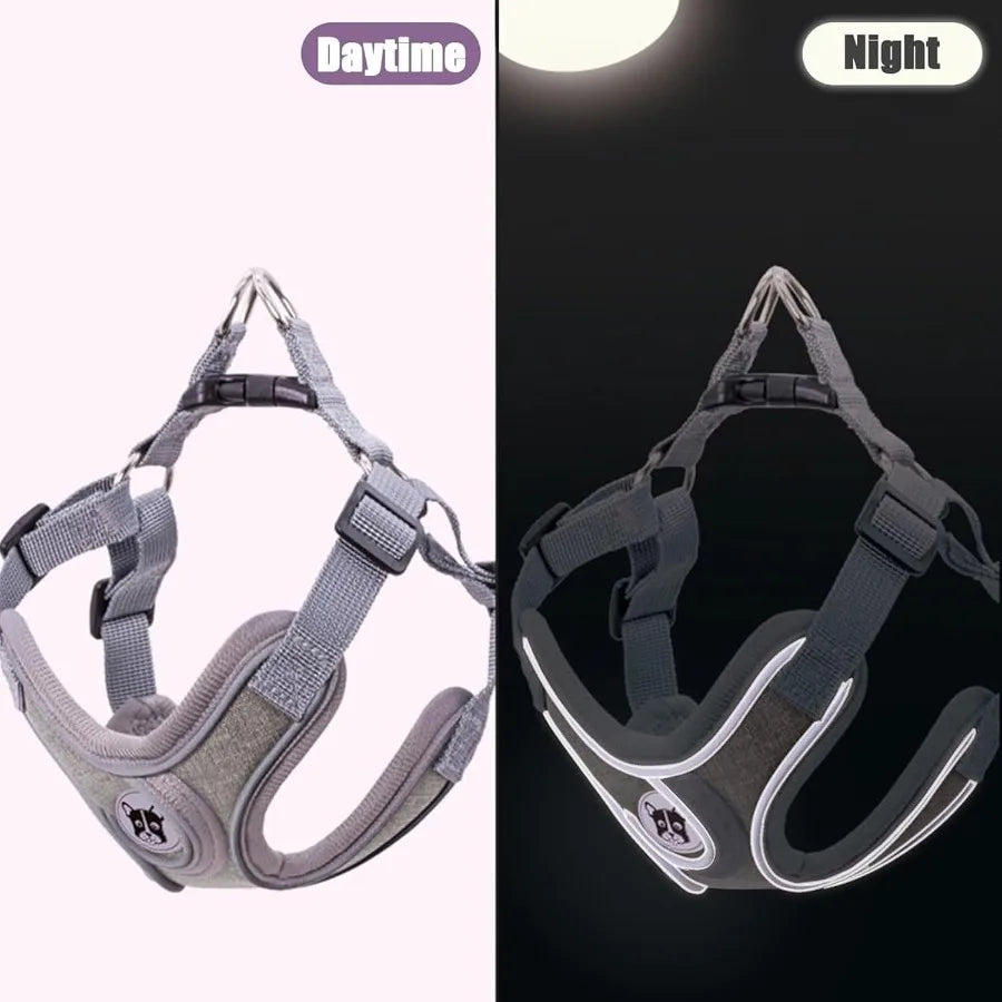 Medium Dog Harness and Leash SetNo Pull Adjustable Step in Soft Mesh Vest Harness Easy Walk Reflective Pet Harness with Padded