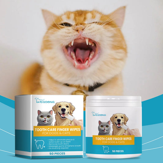 1-4PCS Pet Dental Wipes for Dogs and Cats Removes Tartar Cleans and Freshens Breath Finger Tooth Wipes for Oral Care