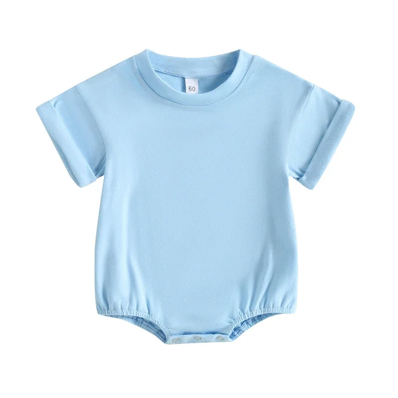Newborn Baby Romper Summer Crewneck Romper Clothing Solid Casual Loose Jumpsuits Toddler Infant Boy Girl Cotton Playsuit