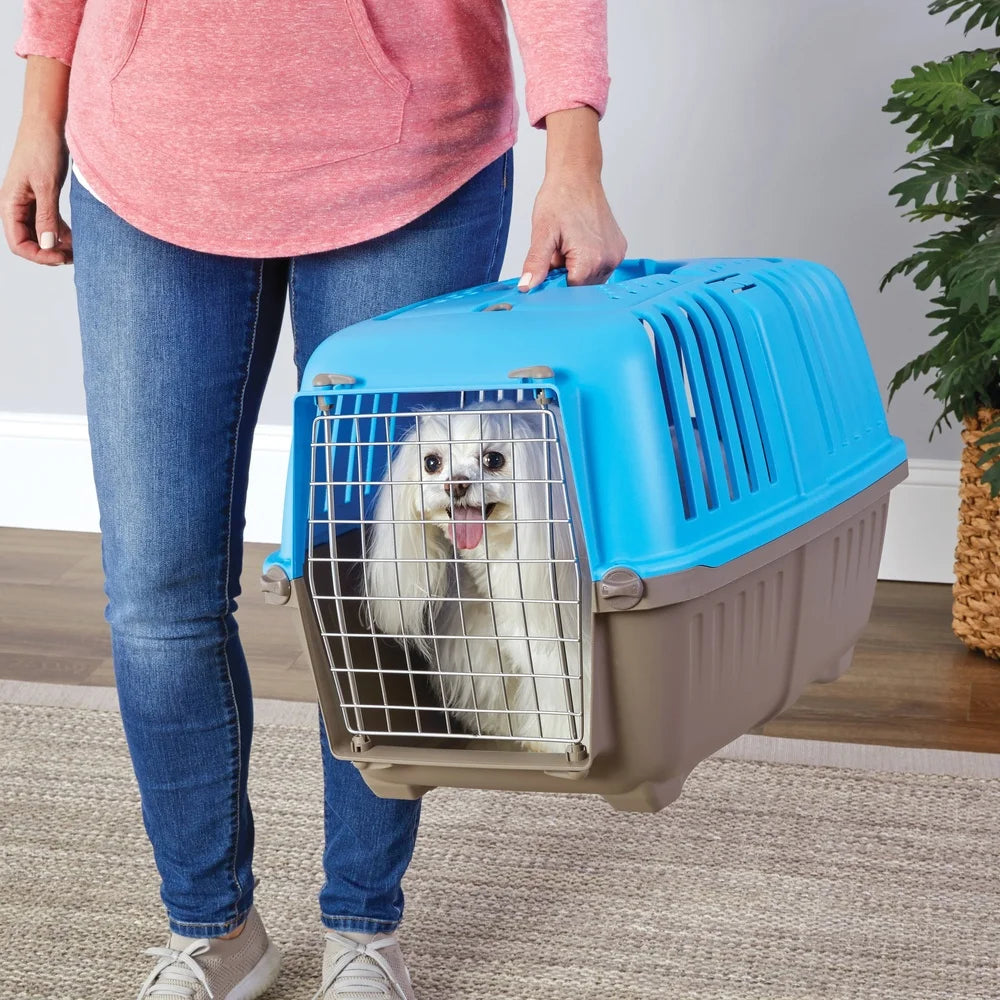Portable 24 Inch Hard Sided Pet Carrier Small Dogs Cats with Metal Door Easy Assembly Travel Pet Transport