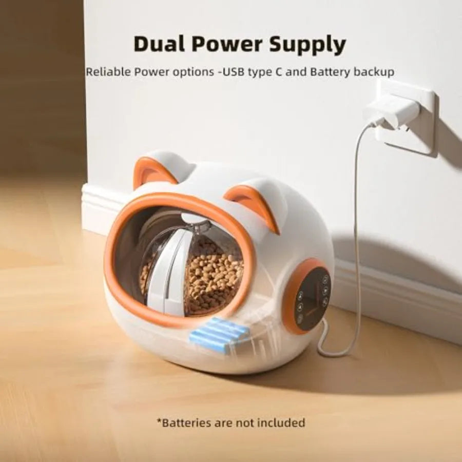 Smart RFID Cat Feeder with 3 Collar Sensors for MultiCat Homes Automatic Timed Feeding with 4 Modes Voice Recordin