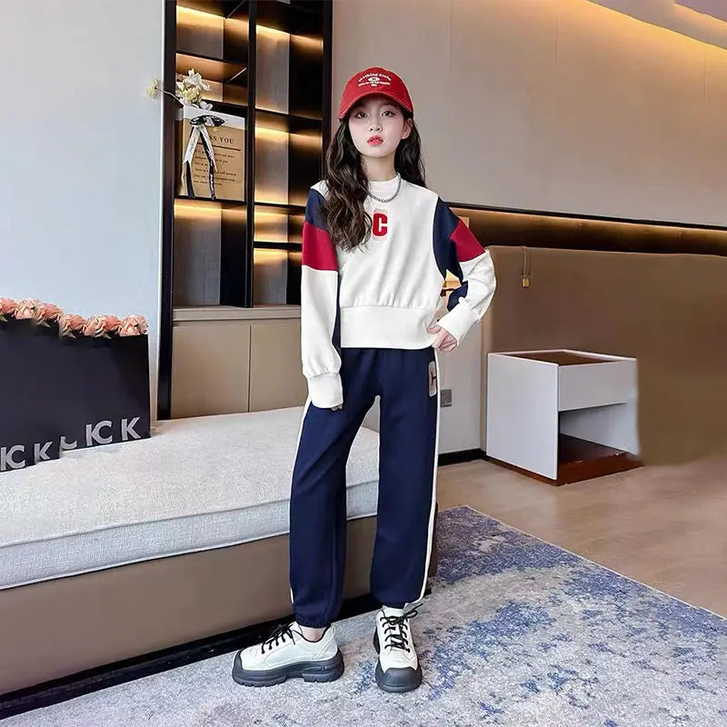 Top & Pants 2-Piece Set Sweatshirt Girl Autumn Winter Outfit Long Sleeve Outfits 2025 Clothes Clothing Children Girls' 10 Years