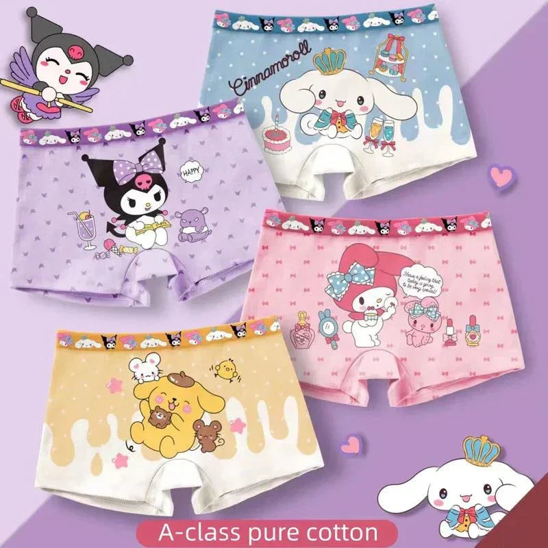 4-pack children's pure cotton underwear with cartoon princess designs for boys and girls aged 4-6 years