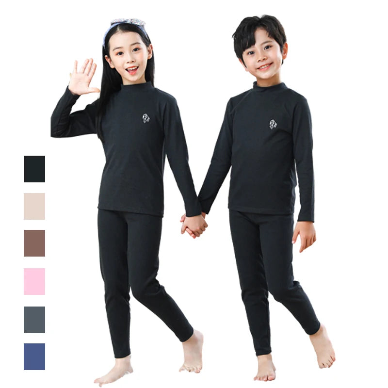 3-14 Years Kids Clothing Sets Autumn Winter Thermal Underwear Suit  Girls Boys Pajama Sets Teens Clothes No Trace Warm Sleepwear