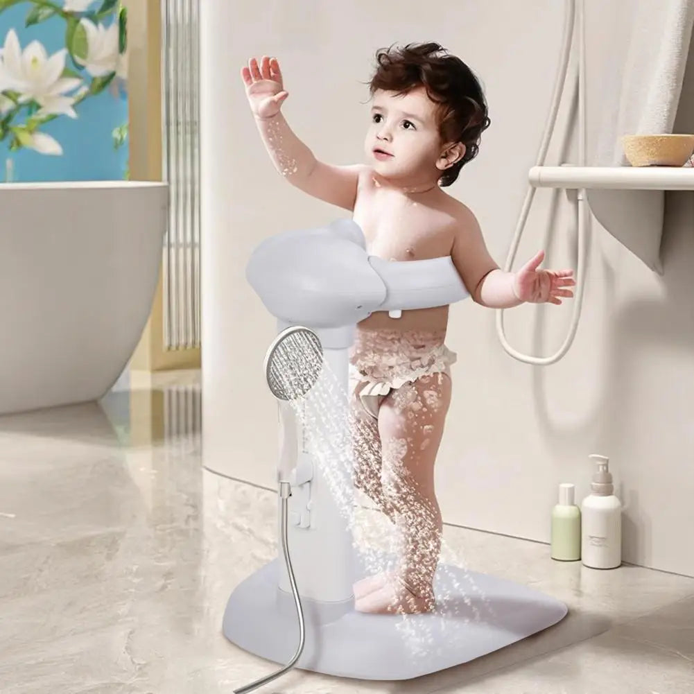 Adjustable Baby Shower Rack, Foldable Anti-Slip Standing Bath Caddy For Infants, Secure Bath Organizer With Shower Head Holder