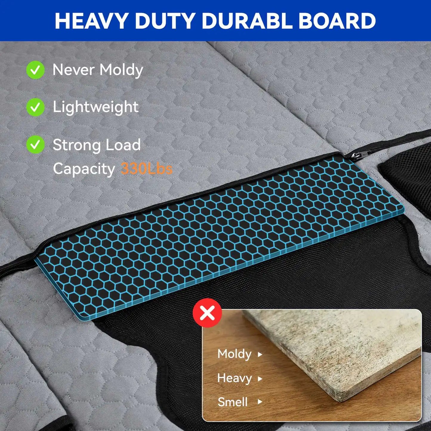 Back Seat Extender - Dog Car Seat Cover, Hammock for Car, SUV, Small Truck - Universal Fit Dog Car Seat Cover with Hard Bottom