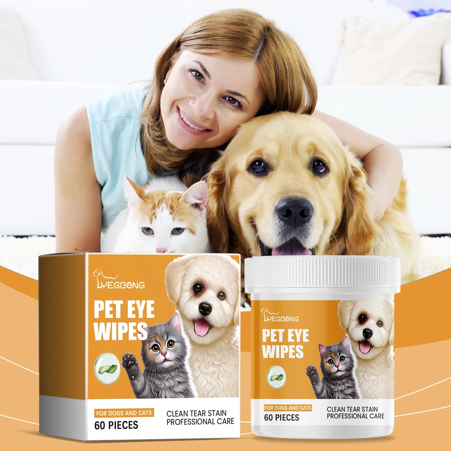 1-4PCS Pet Eye Wipes for Dogs and Cats Removes Tear Stains Gentle Eye Cleaning Wipes Safe for Sensitive Pet Eyes Daily Care