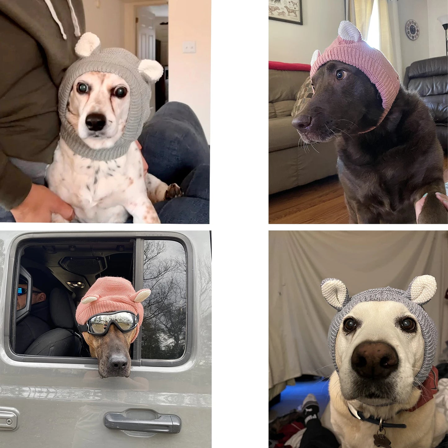 Knitted Hat Noise Protection Pet Ear Muffs Cover Winter Washable Dog Ear Protection Warmer For Medium Large Dogs Cats Pets Face