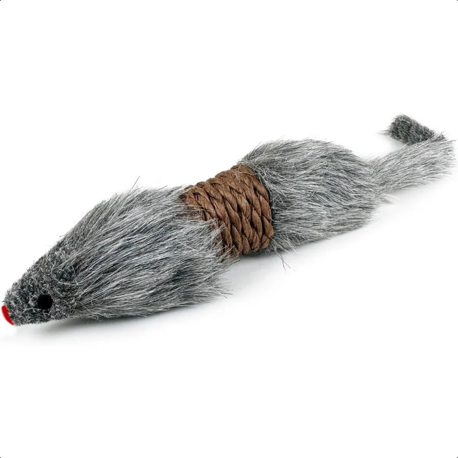 2Pcs Cat Mice ToysFaux Fur Cat Kicker Toy Large Mice with Plastic Body Interactive Catch Play Mouse Toy for Indoor Cats and Kit