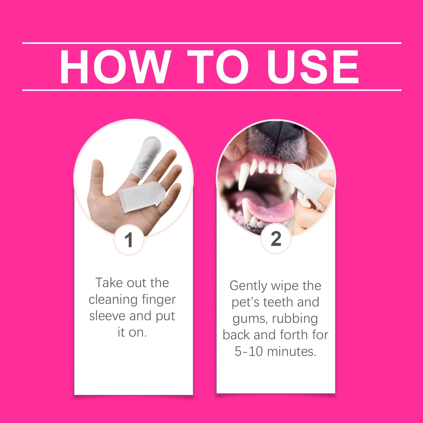 1-4PCS Pet Dental Finger Wipes for Dogs and Cats Gently Clean Teeth and Gums Remove Tartar Plaque Support Daily Oral Hygiene