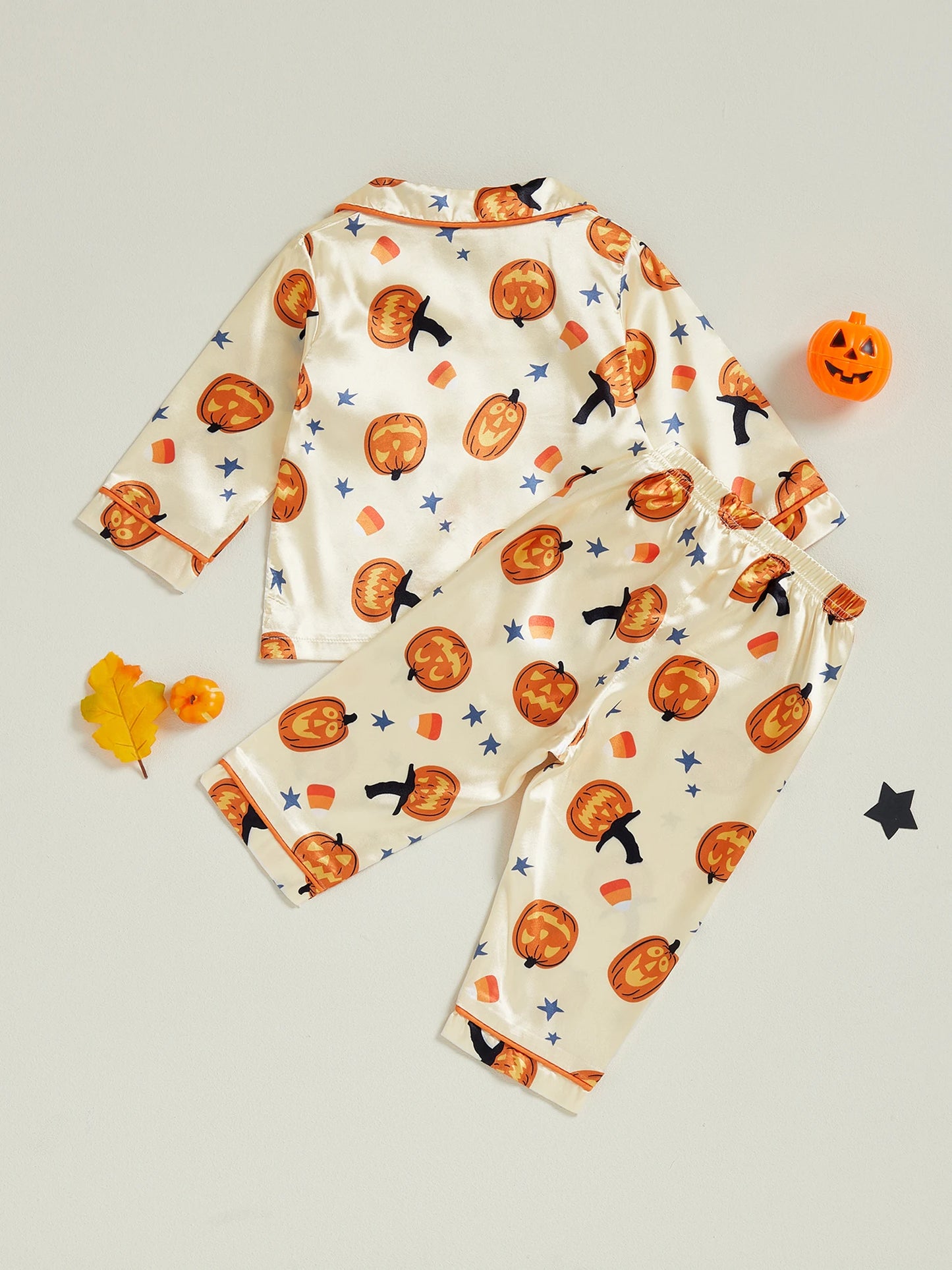 Adorable Infant Halloween Sleepwear Set with Spooky Ghost Print Cozy Button-Up Top and Matching Pants for Toddlers
