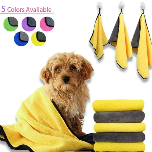 Pet dog cat bath towel soft coral fleece absorbent towel quickdrying bath towel convenient cleaning wipes pet supplies dropship