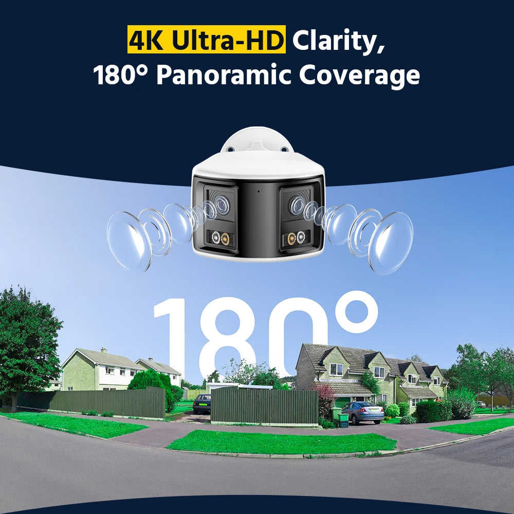 ANNKE H.265 4K Security Camera 180°Panoramic Dual Lens 8MP POE Camera HD Color Night Vision CCTV Video Security Camera For NVR