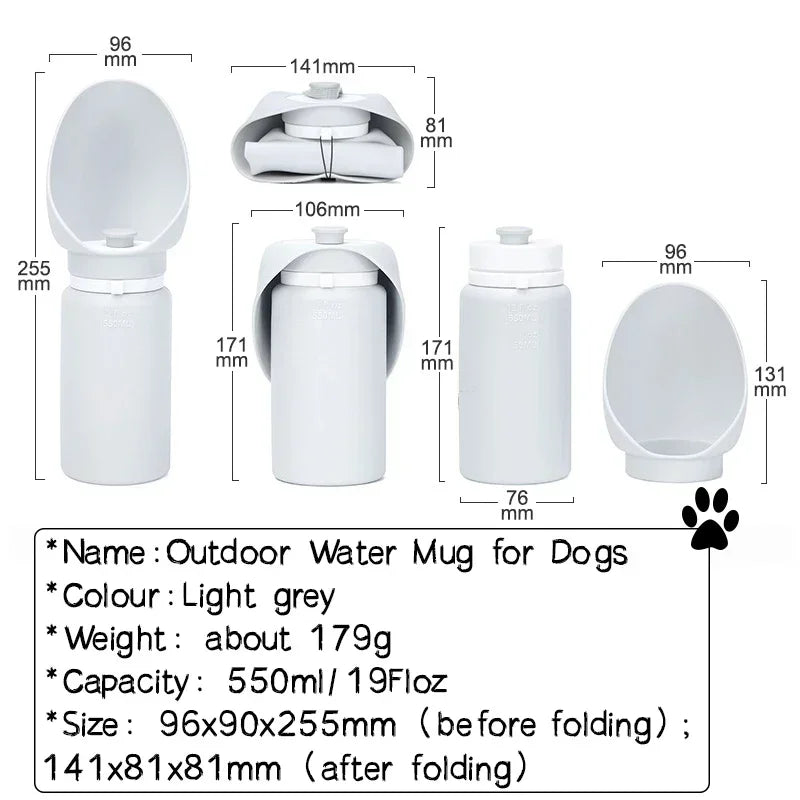 550ml Folding Pet Water Bottle Outdoor Walking Mug Portable Travel Water Kettle for Puppy Cats Dogs Drinking Water Dispenser Cup