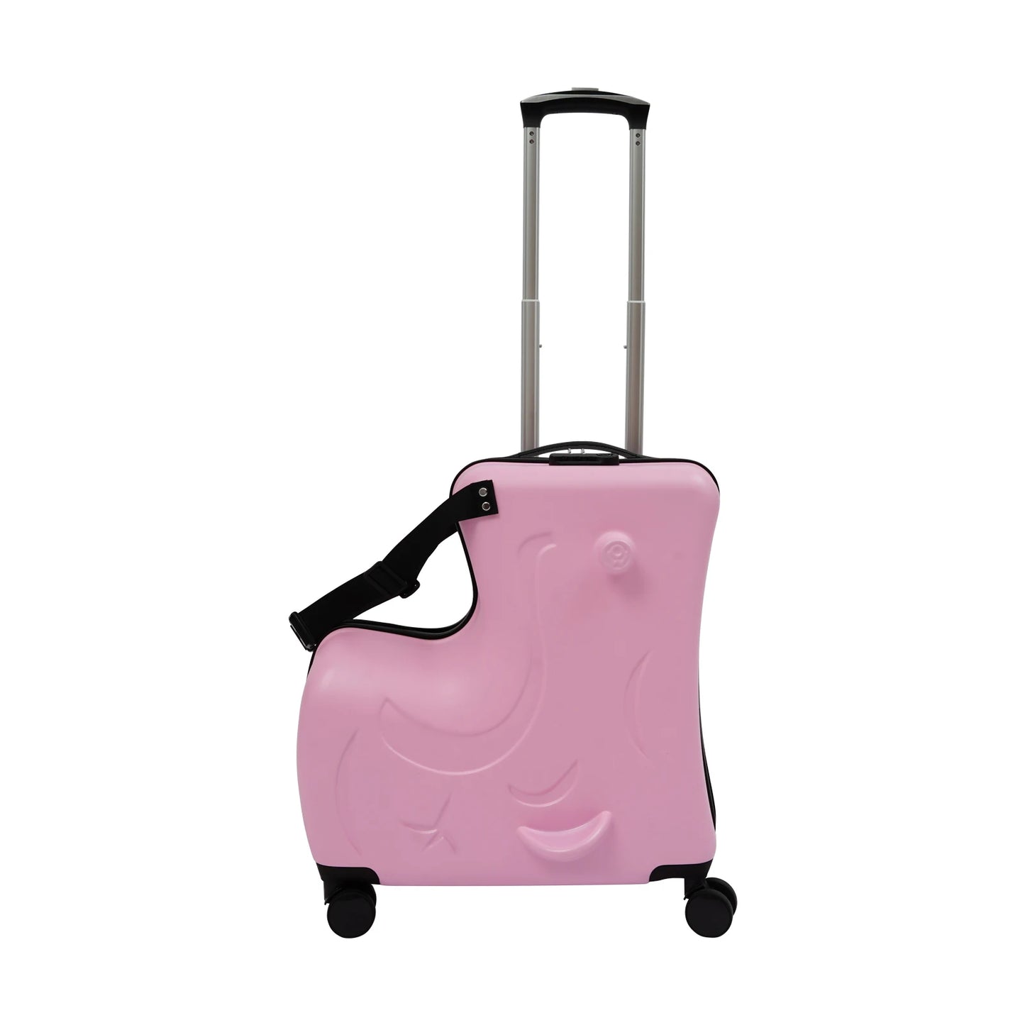 Suitcase Portable Children's Travel Thickening Trolley Case, 20L Unisex Travel Kids Luggage Kid Suitcase Rideable (Pink)