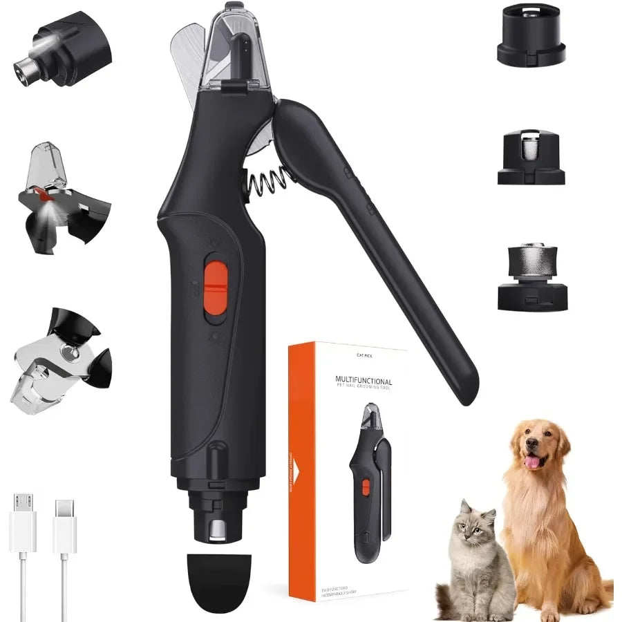 2 in 1 Rechargeable Dog and Cat Nail Clippers with Catcher and Builtin Light for Large and Small Breeds Silent Groom Pro Claw T