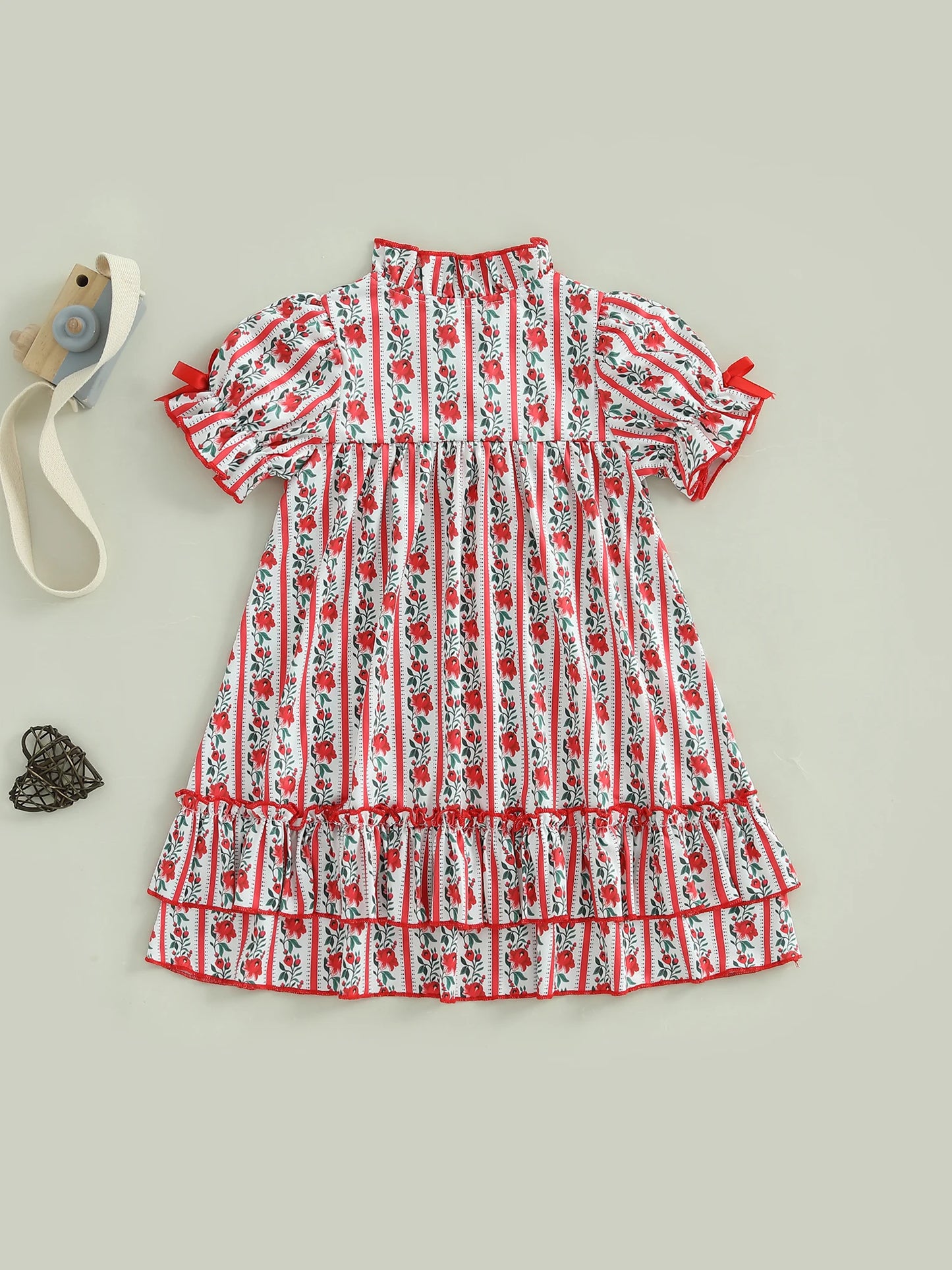 Girls Short Sleeve Floral Print V Neck Dress Summer Casual Daily Wear Clothes for Kids Cute and Stylish Dress