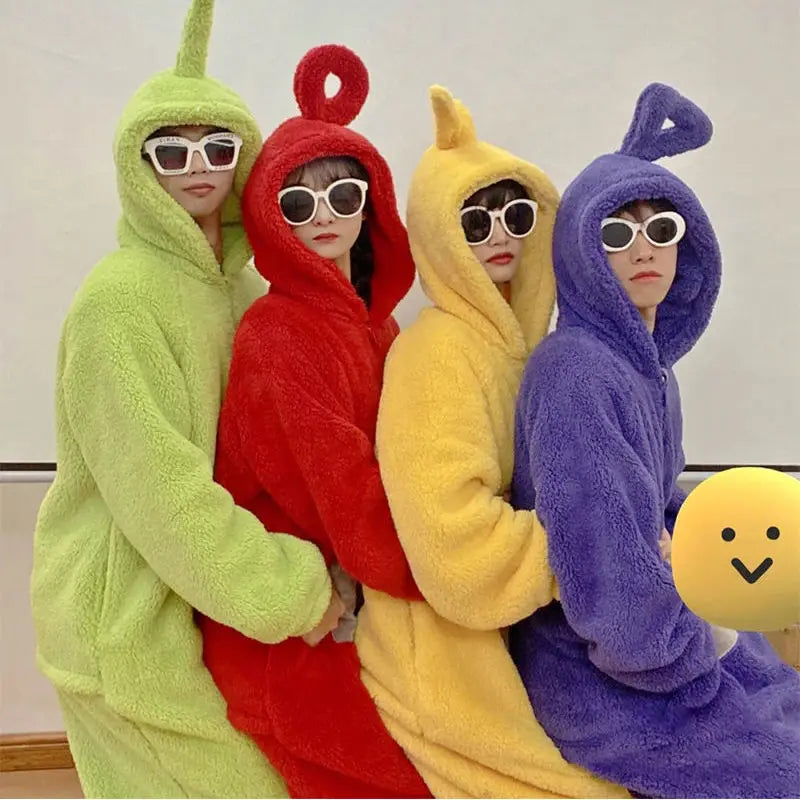 Adults Kids Onesies Soft Long Sleeves Pajamas Dipsy Tinky Winky Po Lala Costumes Home Clothes Women Unisex Homewear Jumpsuit