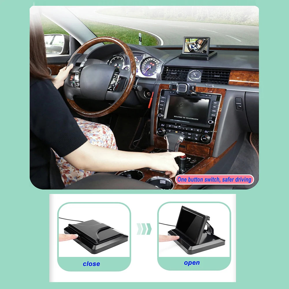 4.3 Inch HD LED Car Seat Camera Waterproof 8LED IR Night Vision Car Seat Mirror Display Folding Screen Headrest Monitor Display