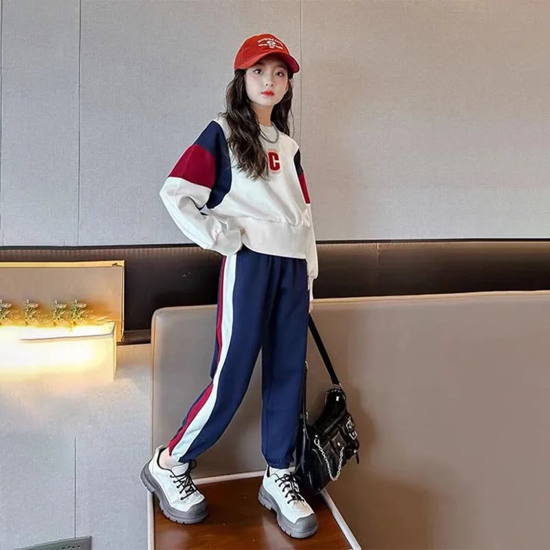 Top & Pants 2-Piece Set Sweatshirt Girl Autumn Winter Outfit Long Sleeve Outfits 2025 Clothes Clothing Children Girls' 10 Years