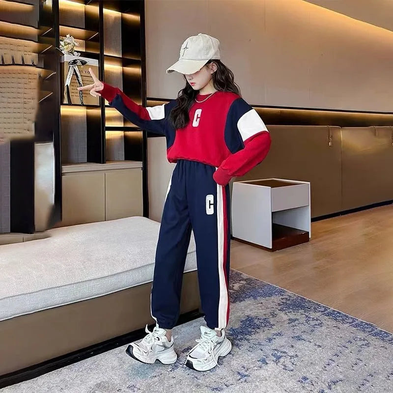 Top & Pants 2-Piece Set Sweatshirt Girl Autumn Winter Outfit Long Sleeve Outfits 2025 Clothes Clothing Children Girls' 10 Years