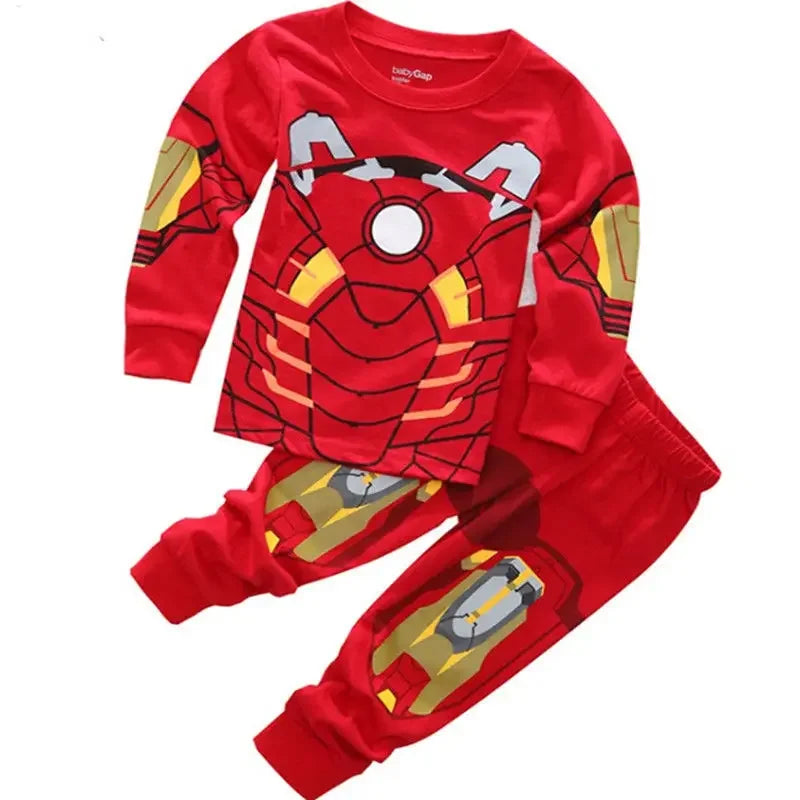 Disney children's thermal underwear set Spider Batman Hulk Superman pajamas T-shirt tops trousers toddler baby autumn pajamas