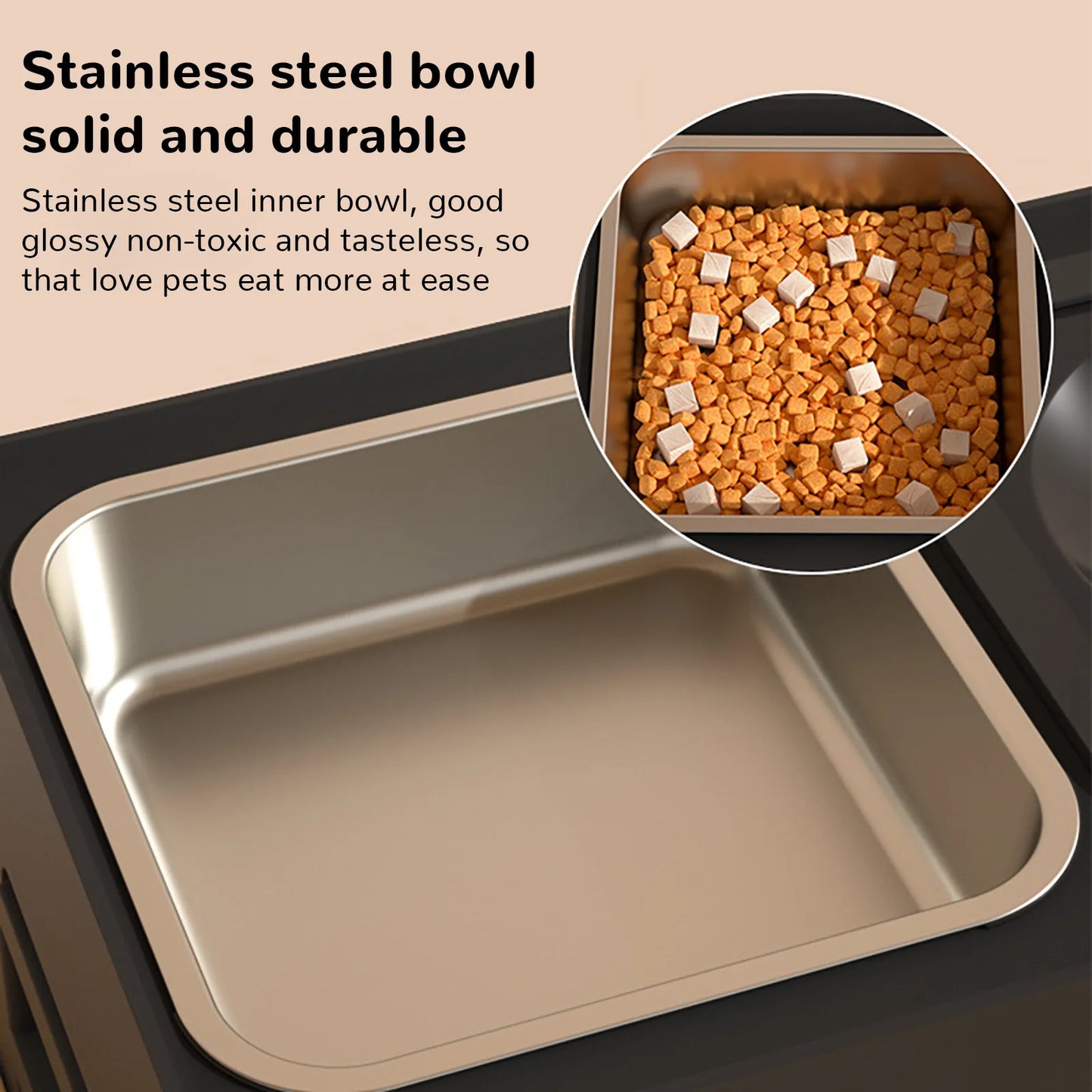 Dog Feeding Table Stainless Steel Bowl Foldable Raised Feeder Non Slip Durable Black Pet Food Stand Small Medium Dogs Use