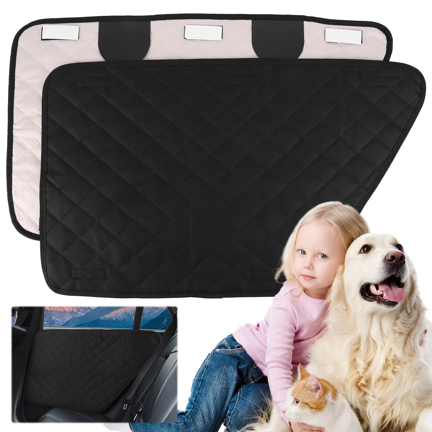 2Pcs Oxford Waterproof Car Door Protector Dog Anti-Scratch Car Interior Cover Washable Car Door Protect Mats for Car Truck & SUV