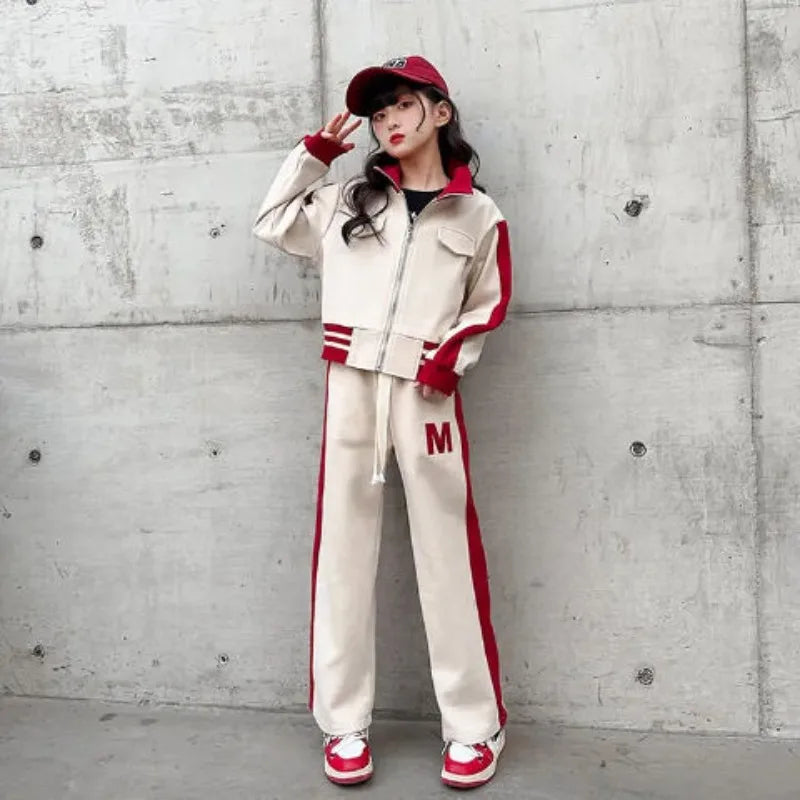 Sweatshirt Set Coat Pants Sports Baseball Children's Clothes 2025 Girl Autumn Winter Elementary Student Outfit