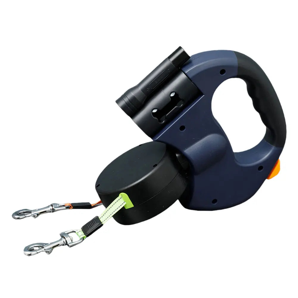 Double Headed Dog Leash Traction Rope 360 Degree Swivel Dual Pet Leash Retractable Dog Leash for Small Medium Dogs