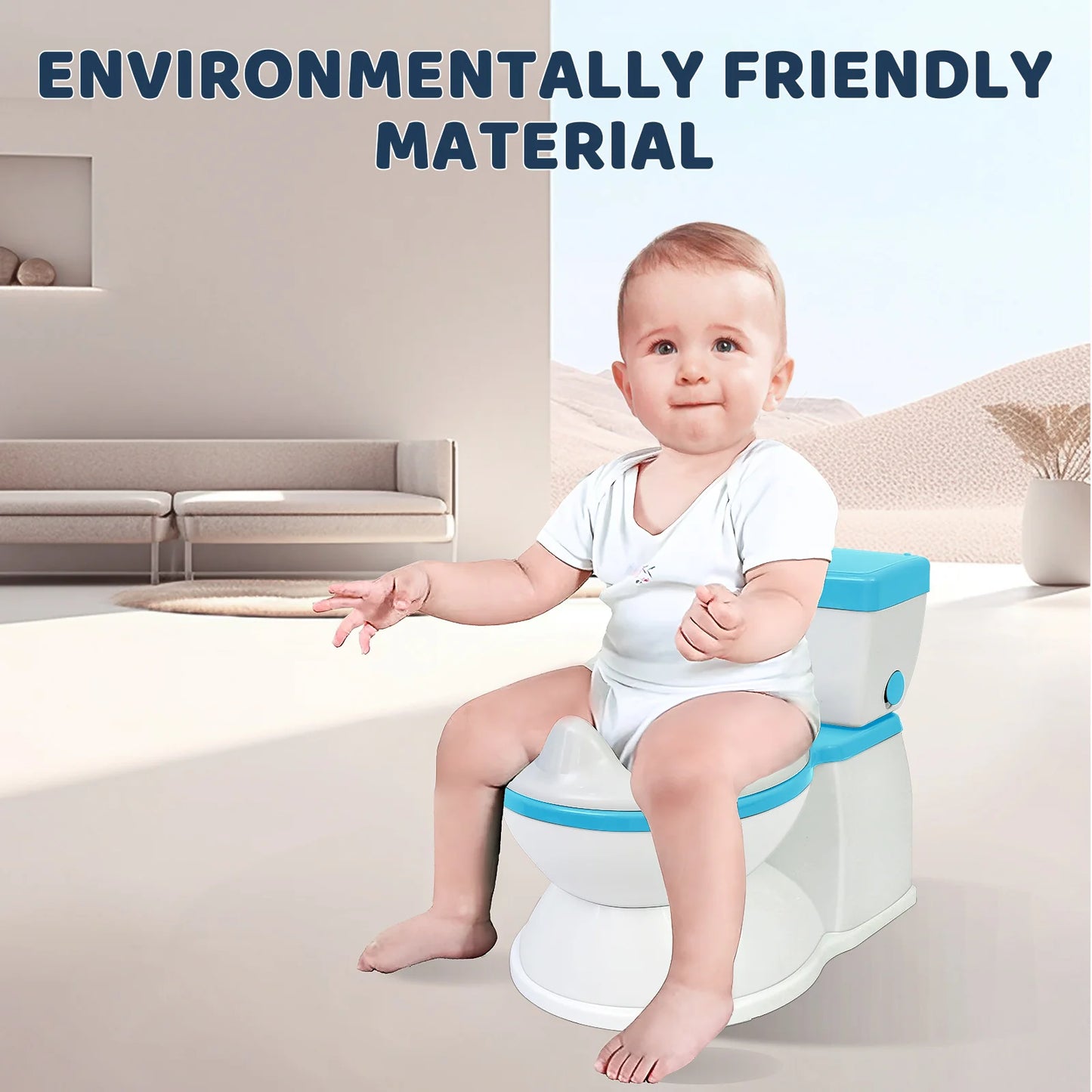 Baby Potty Toilet Real Feel 2-in-1 with Wipes Storage Removable Seat Children's Simulation Training Easy to Clean Assemble
