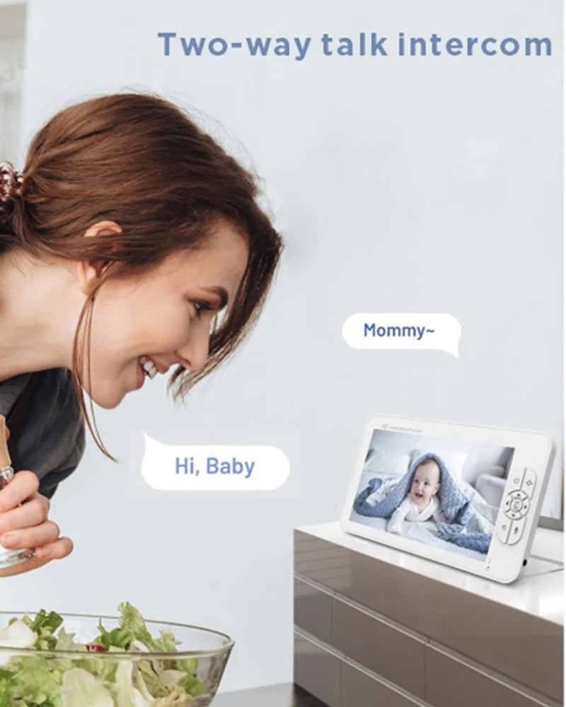 7 Inch Wireles Baby Monitor Babyphone Security Video Dual Cameras Bebe 720P IPS Nanny VOX HD Night Vision PTZ  Temperature