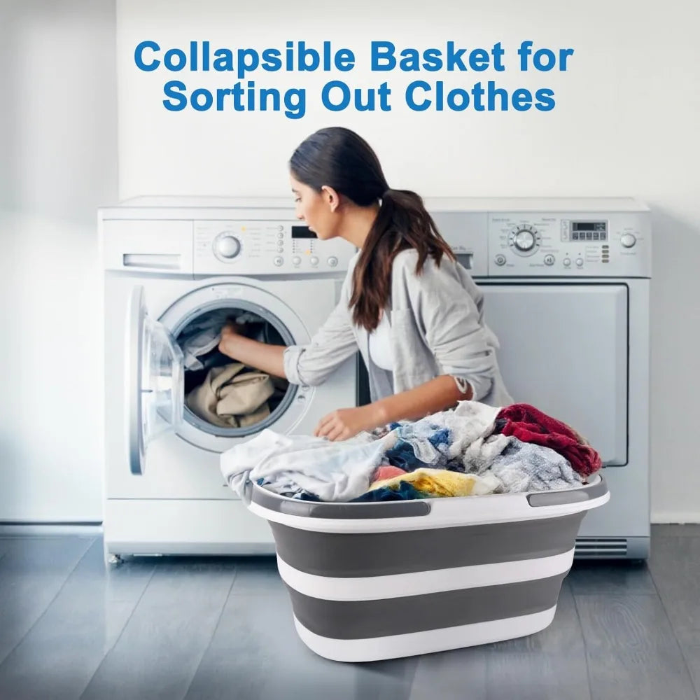 Large 35L Collapsible Mop Bucket with Handles and Wheels, Plastic Wash Basin for Pet Bathing, Suitable for Dogs and Cats