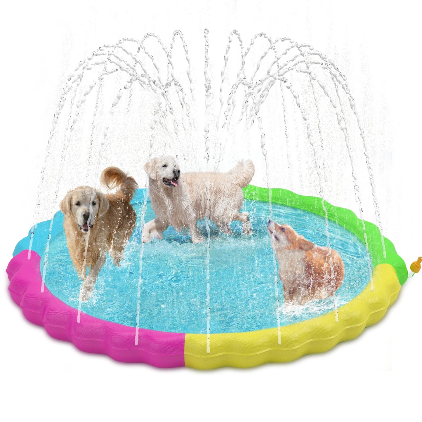 Splash Pad for Dogs, Non-Slip Splash Pad for Pets Summer Outdoor Water Toys, Sprinkler Pool for Dogs Outdoor Play