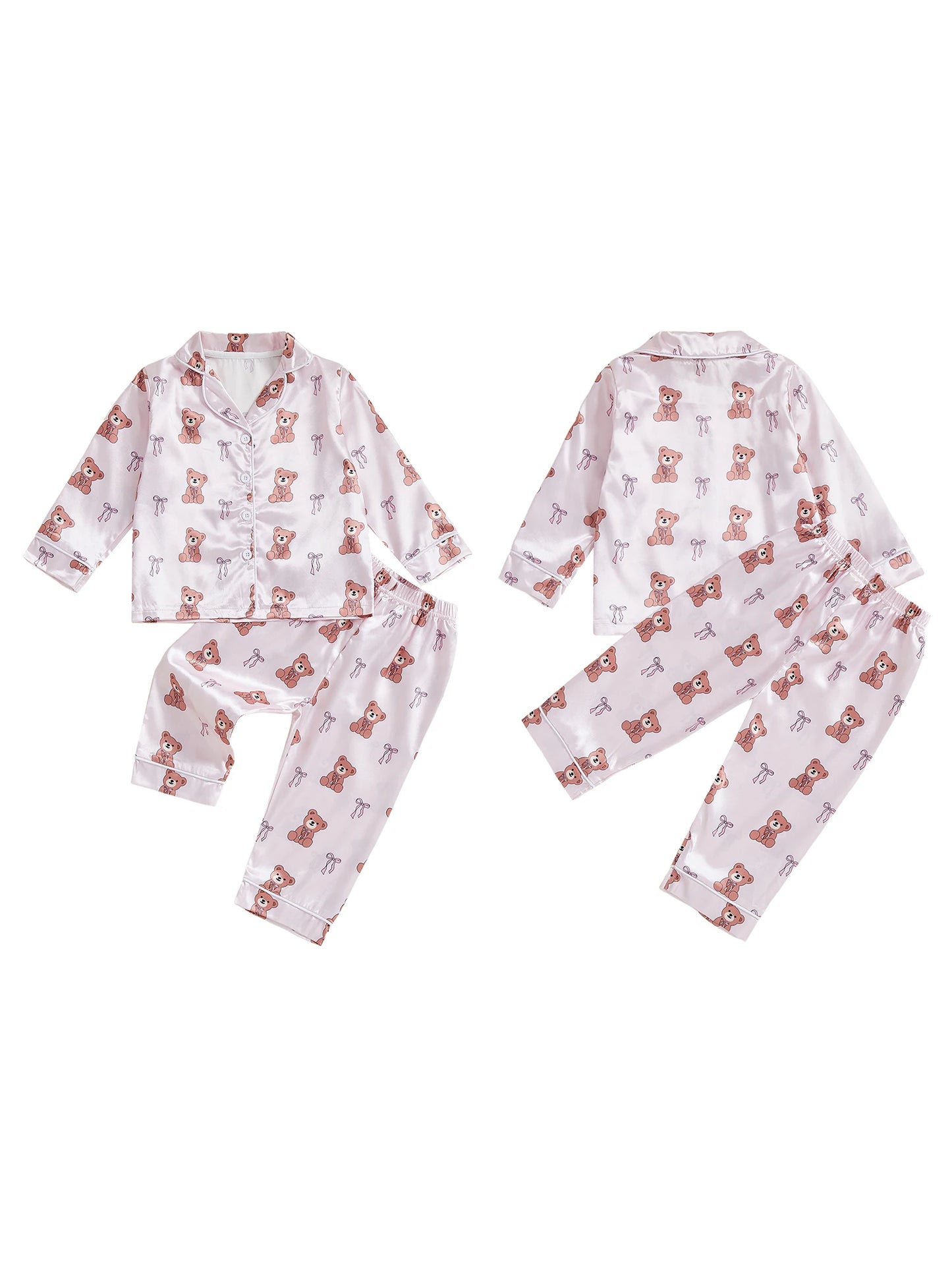 Cute Toddler Girl Valentine s Day Pajamas Set with Heart Print Lapel Long Sleeve Button Down Tops and Pants Cozy Sleepwear